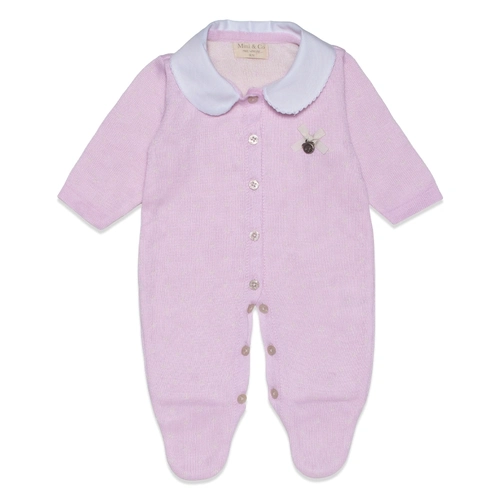 Macacão Manga Longa Tricot Poá com Gola Feminino – Rosa