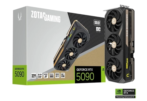 Placa de Vídeo Zotac NVídia GeForce RTX 5090 Solid 3X OC, 32GB, GDDR7, 512 Bits - ZT-B50900J-10P