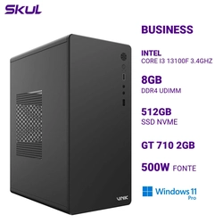 Computador B300 Core I3 13100f 3.4ghz Memória 8gb Ddr4 Ssd 512gb Nvme Gt 710 2gb Fonte 500w 80 Plus White Windows 11 Pr