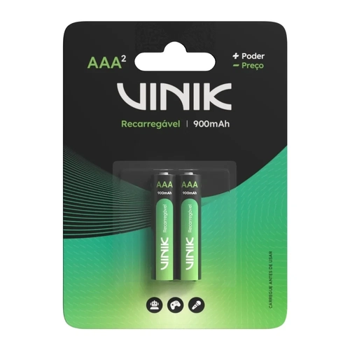 PILHA RECARREGAVEL AAA C/2 - 900MAH 1.2V - VP3AB2R - VINIK
