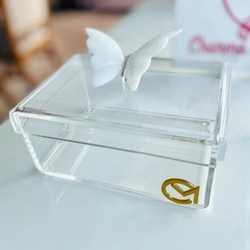 Caixa P Borboleta e logo - Logo alto relevo inicial ou desenho