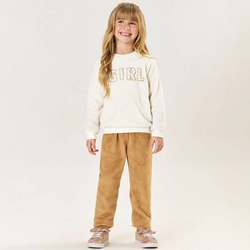Conjunto Blusa e Calça em Pelinho Girl Marfim Tileesul - Feminino