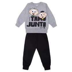 Conjunto Moletom Cebolinha Tamo Junto Mescla - Masculino