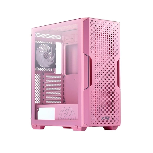 Gabinete Gamer XPG Starker Air, Vidro Temperado, Rosa, 2x Fans, RGB