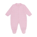 Macacão Manga Longa Trançado Tricot Rosa Feminino - Mini & Co