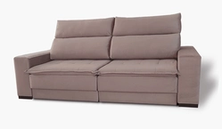 Estofado Retrátil e Reclinável Safira 2,60mt - Suede Bege