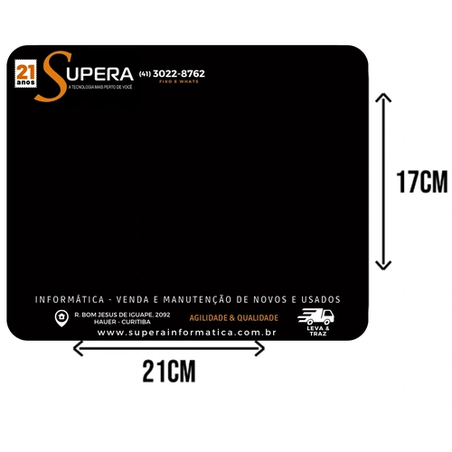 Mouse Pad Simples Tecido 22x18cm Preto - Supera