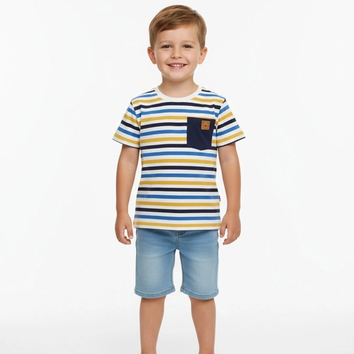 Camiseta Manga Curta By Gus Listrada Masculina