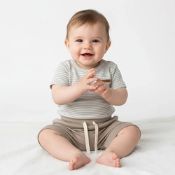 Conjunto Body Manga Curta e Shorts BabyCotton Masculino