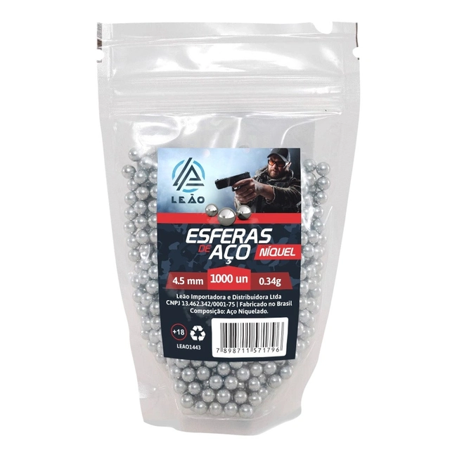 Esfera Airgun Aço 4,5mm 1000 BB´s (Leão)