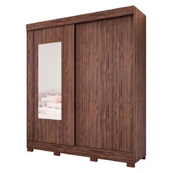 Roupeiro Panan Ilheus 100  Mdf 2pts 3 Gvs C/ Espelho -  40010091-0170